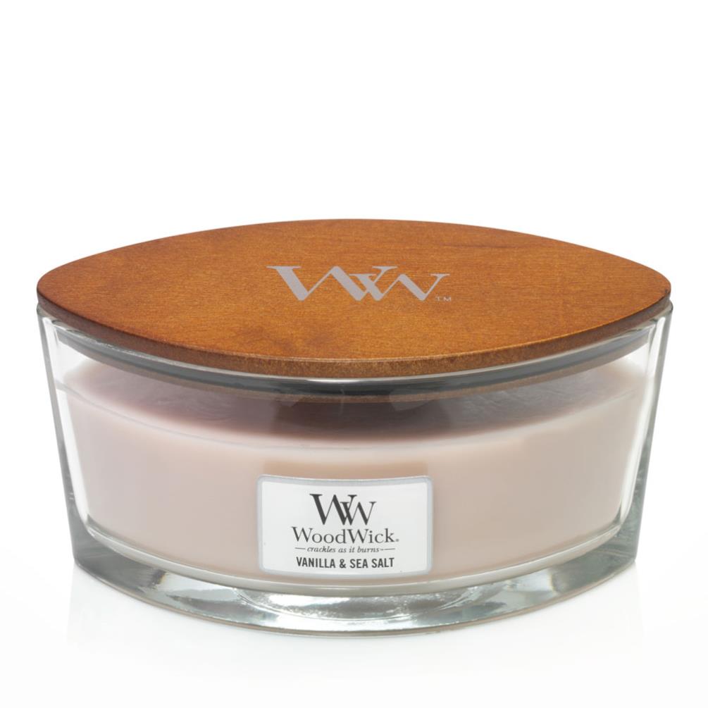 WoodWick Vanilla & Sea Salt HearthWick Ellipse Jar Candle Extra Image 1